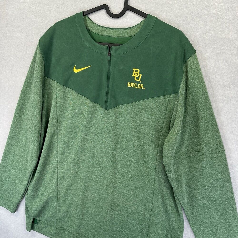 Nike Baylor Bears Sweatshirt Men’s Large L Green 1/4 Zip Dri Fit Blade On‎ Field